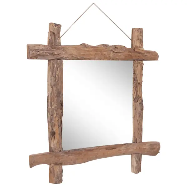 Rustikaalne seinapeegel ümbertöödeldud tiigipuust, naturaalne, 70 x 5 x 70 cm – 7
