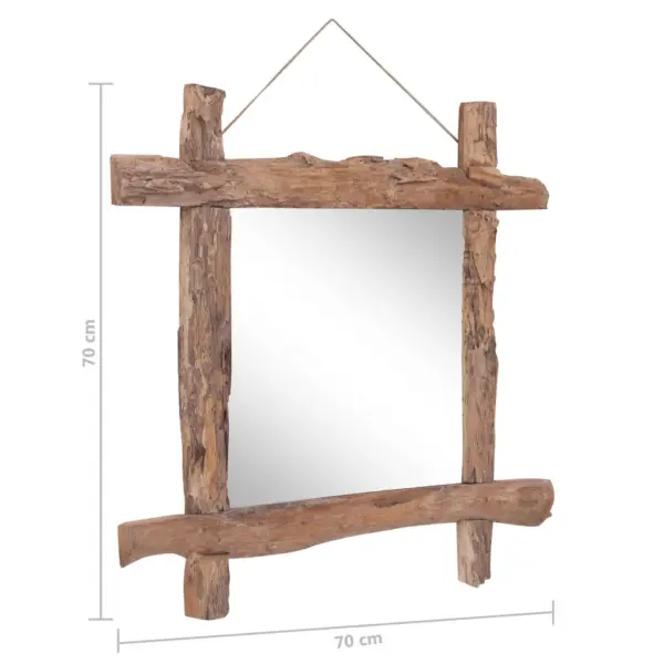 Rustikaalne seinapeegel ümbertöödeldud tiigipuust, naturaalne, 70 x 5 x 70 cm – 8
