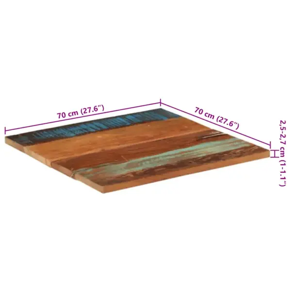 Ruudukujuline taaskasutatud puidust lauaplaat 70 x 70 cm, 25–27 mm – 12