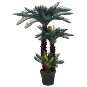 Kolme tüvega sago kunstpalm lillepotiga, roheline, 125 cm