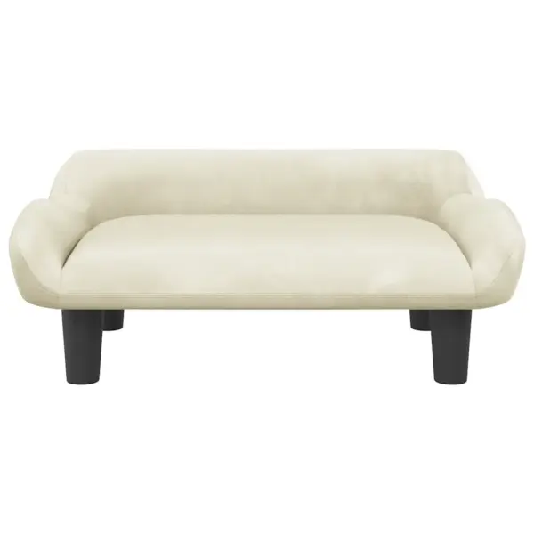 Sametist koeravoodi väikestele koertele, kreemjasvalge, 70 x 40 x 24 cm – 3