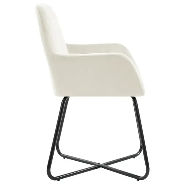 Sametist käetugedega söögitoolid, 2 tk, kreemjasvalge, pulbervärvitud terasjalad, 61 x 61 x 84 cm – 4