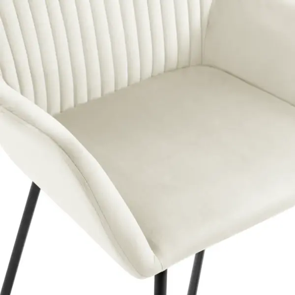 Sametist käetugedega söögitoolid, 2 tk, kreemjasvalge, pulbervärvitud terasjalad, 61 x 61 x 84 cm – 6