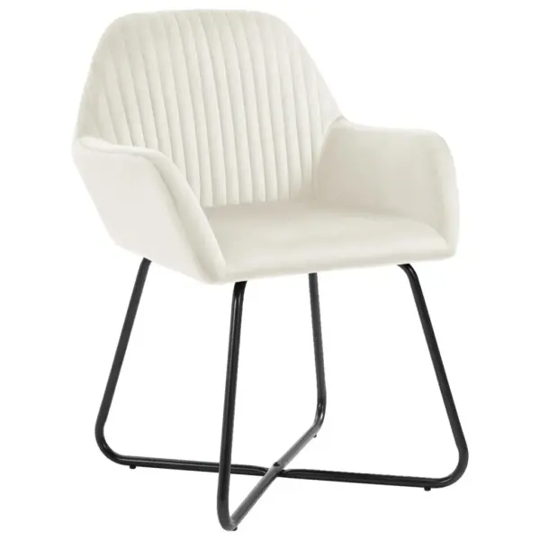Sametkattega söögitoolid käetugede ja metalljalgadega, 6 tk, kreemjasvalge, 61 x 61 x 84 cm – 2