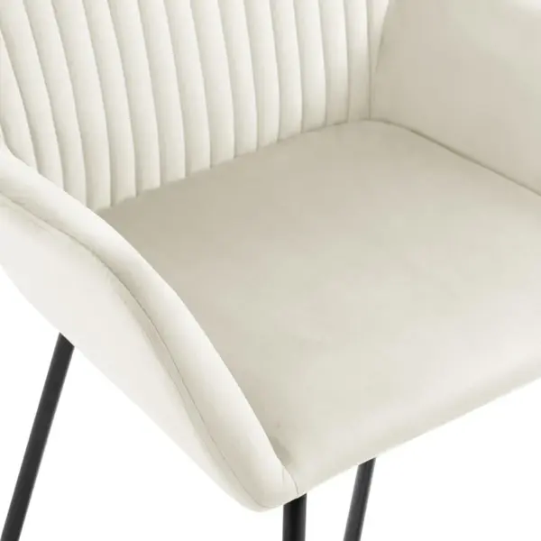 Sametkattega söögitoolid käetugede ja metalljalgadega, 6 tk, kreemjasvalge, 61 x 61 x 84 cm – 6