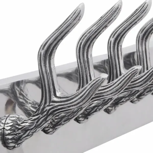 Sarvekujuline seinanagi garderoobi, 6 konksuga, 2 tk, hõbedane alumiinium, 49 x 9 x 18 cm – 5