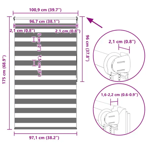 Kohvivärvi sebra ruloo 100 x 175 cm, 100% polüester – 13