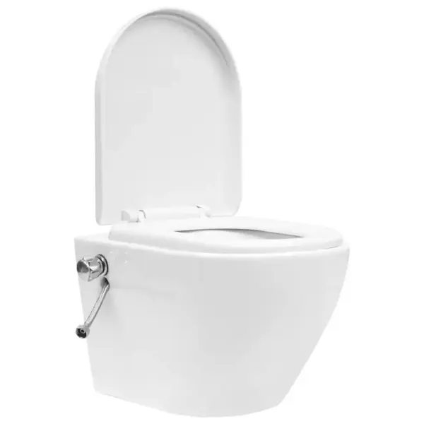 Seinale kinnitatav ääreta WC-poti ja peidetud loputuskastiga komplekt, bideefunktsiooniga, valge – 2