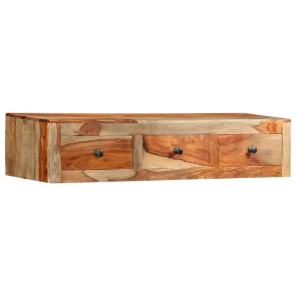 Seinale kinnitatav konsoollaud 3 sahtliga, akaatsiapuidust, 100 x 25 x 20 cm – 11