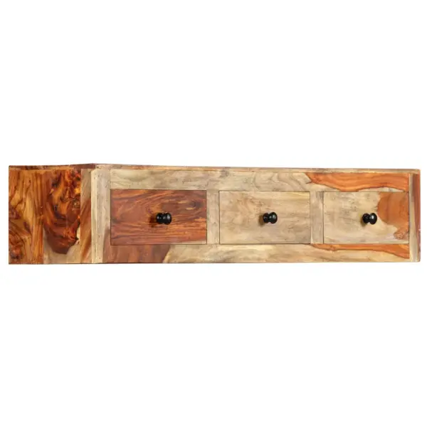 Seinale kinnitatav konsoollaud 3 sahtliga, akaatsiapuidust, 100 x 25 x 20 cm – 12