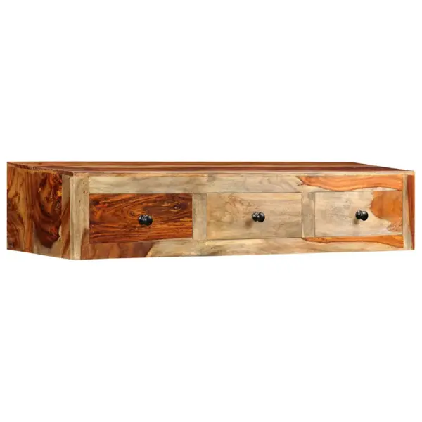 Seinale kinnitatav konsoollaud 3 sahtliga, akaatsiapuidust, 100 x 25 x 20 cm – 13