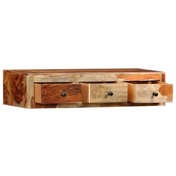 Seinale kinnitatav konsoollaud 3 sahtliga, akaatsiapuidust, 100 x 25 x 20 cm – 3