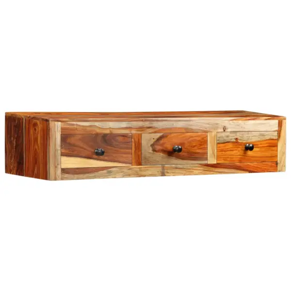 Seinale kinnitatav konsoollaud 3 sahtliga, akaatsiapuidust, 100 x 25 x 20 cm – 10