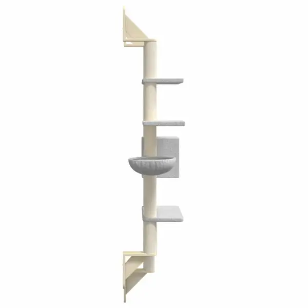 Seinale kinnitatav kassipuu ja kraapimispost, helehall, 180 cm - 5