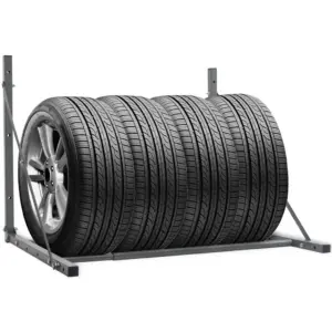 Seinale kinnitatav kokkupandav rehviriiul, hõbedane tsingitud teras, reguleeritav laius 81–122 cm, 122 x 71 x 71 cm, kandevõime 136 kg