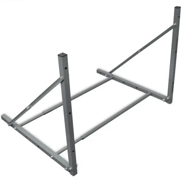 Seinale kinnitatav kokkupandav rehviriiul, hõbedane tsingitud teras, reguleeritav laius 81–122 cm, 122 x 71 x 71 cm, kandevõime 136 kg - 3