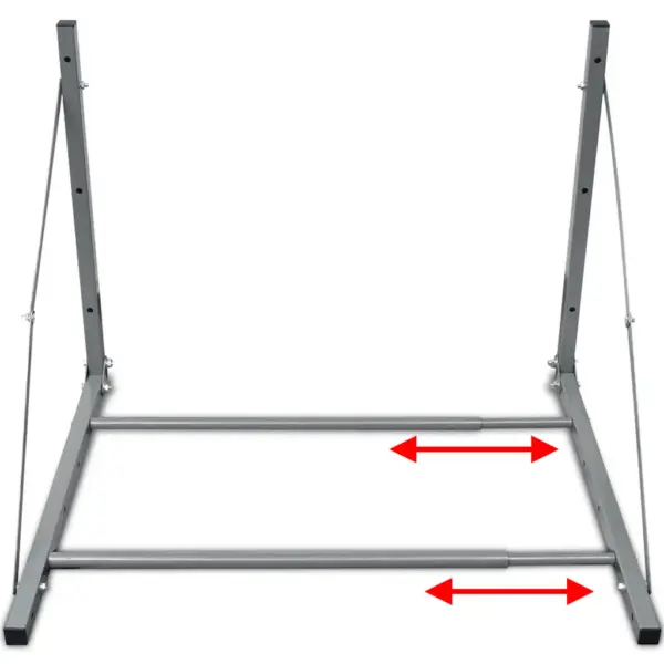 Seinale kinnitatav kokkupandav rehviriiul, hõbedane tsingitud teras, reguleeritav laius 81–122 cm, 122 x 71 x 71 cm, kandevõime 136 kg - 5