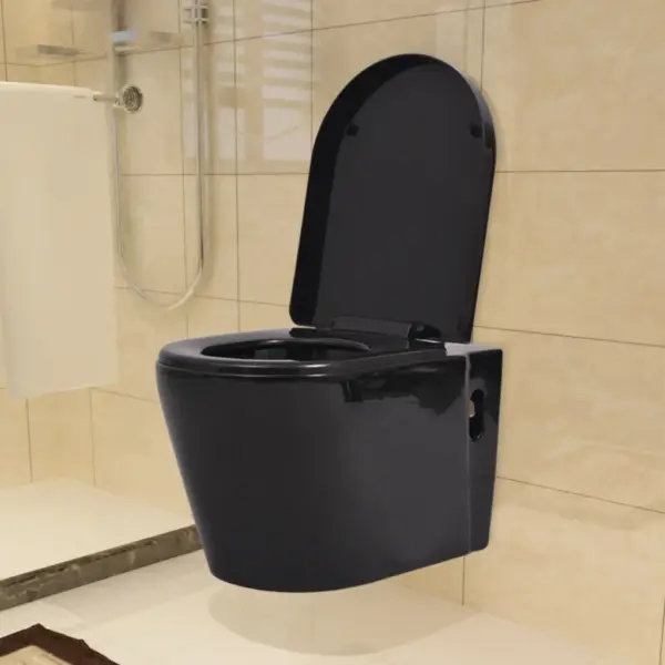 Seinale kinnitatav WC-poti ja peidetud loputuskastiga komplekt, must, 11 l, 56 x 36 x 34 cm – 2