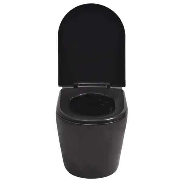 Seinale kinnitatav WC-poti ja peidetud loputuskastiga komplekt, must, 11 l, 56 x 36 x 34 cm – 4
