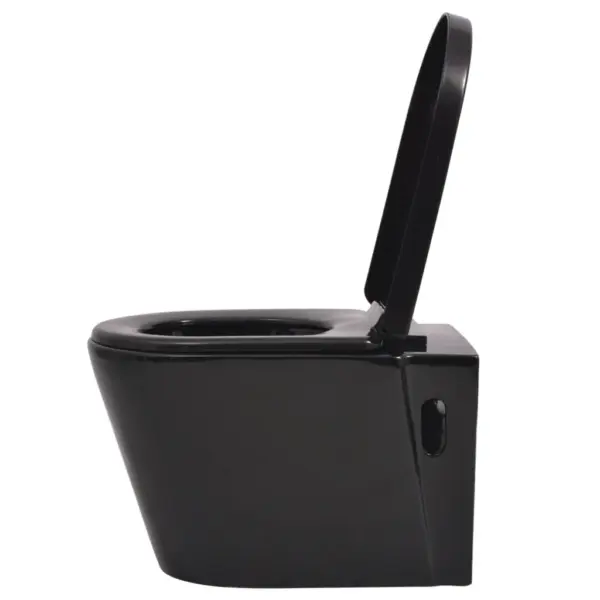 Seinale kinnitatav WC-poti ja peidetud loputuskastiga komplekt, must, 11 l, 56 x 36 x 34 cm – 5