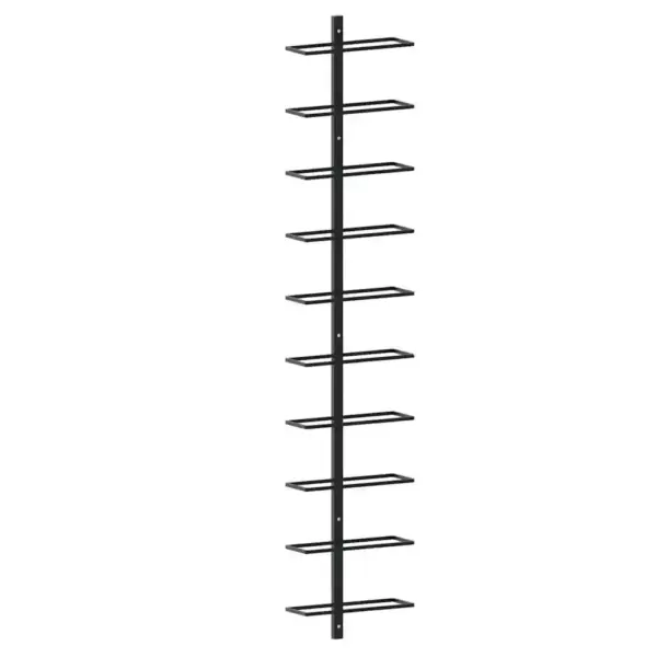 Seinale kinnitatav veiniriiul 10 pudelile, must pulbervärvitud metall, 24 x 9 x 120 cm – 2
