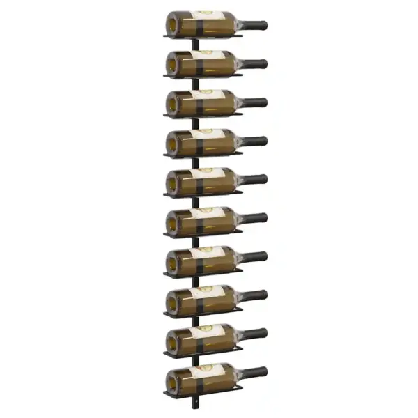 Seinale kinnitatav veiniriiul 10 pudelile, must pulbervärvitud metall, 24 x 9 x 120 cm – 4