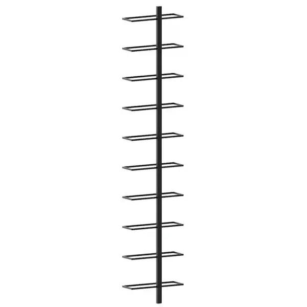 Seinale kinnitatav veiniriiul 10 pudelile, must pulbervärvitud metall, 24 x 9 x 120 cm – 7