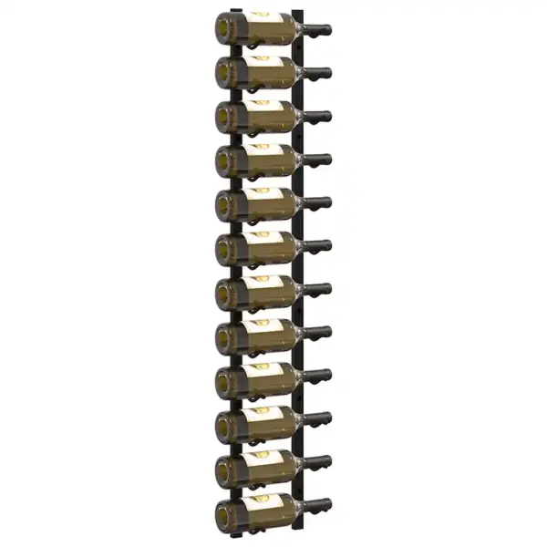 Seinale kinnitatav veiniriiul 12 pudelile, must pulbervärvitud raud, 19 x 11 x 116 cm – 4