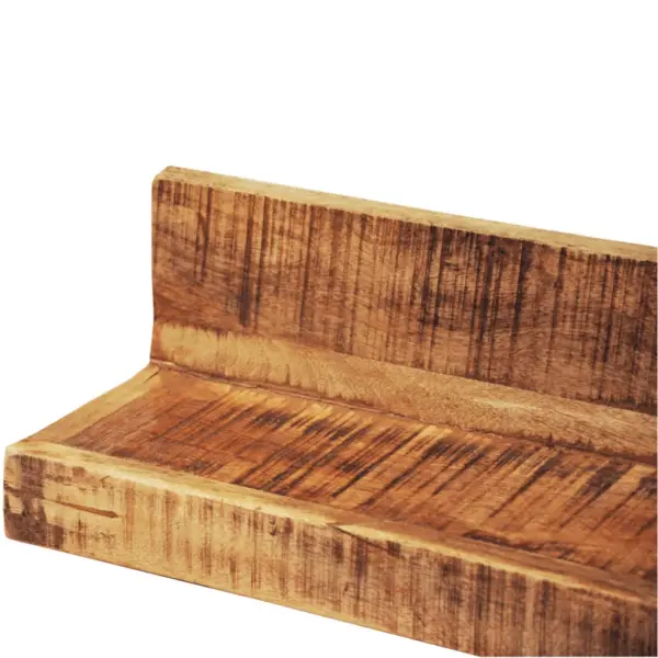 Seinale kinnitatavad mangopuidust riiulid, 2 tk, 110 x 16 x 16 cm, pruun - 3
