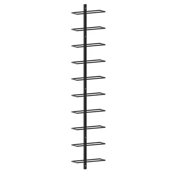 Seinale kinnitatavad veiniriiulid, 20 pudelile, 2 tk, must pulbervärvitud metall, 24 x 9 x 120 cm – 5