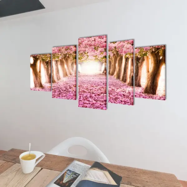 Viie paneeliga seinamaalikomplekt kirsiõitega, puitraamil, 100 x 50 cm – 2