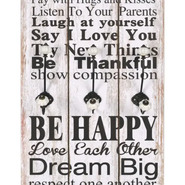 Seinale kinnitatav riidenagi 6 konksuga, Family Rules, 40 x 120 cm – 4