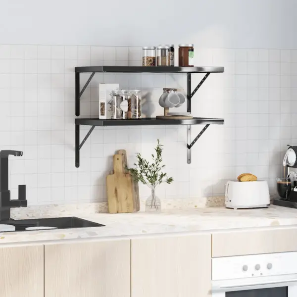 Seinariiulid 2 tk, 75 x 40 cm, must roostevaba teras, 100 kg kandevõimega – 3
