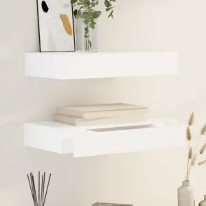 Seinariiulid sahtliga, 2 tk, valge, 48 x 25 x 8 cm, MDF