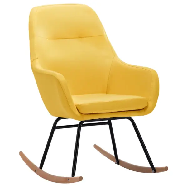 Sinepikollane polsterdatud kiiktool eemaldatava padjaga, kangas, pöökpuust jalgadega, 61 x 80,5 x 89 cm – 2