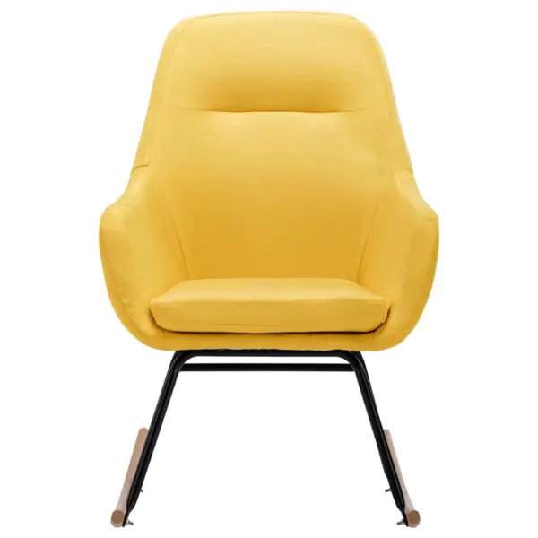 Sinepikollane polsterdatud kiiktool eemaldatava padjaga, kangas, pöökpuust jalgadega, 61 x 80,5 x 89 cm – 3
