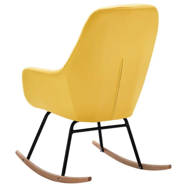 Sinepikollane polsterdatud kiiktool eemaldatava padjaga, kangas, pöökpuust jalgadega, 61 x 80,5 x 89 cm – 5