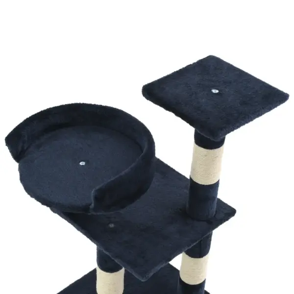 Sinine kassimaja kraapimispuuga, rippuva palliga, 65 cm – 4
