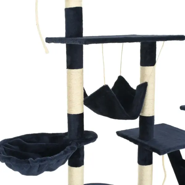 Mitmekorruseline sinine kassimaja sisalköiega kraapimispostidega, 147 x 35 x 230–250 cm – 6
