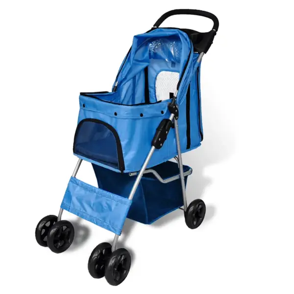 Sinine kokkupandav koerakäru lukustatavate ratastega, 15 kg – 3
