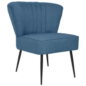 Retrostiiilis sinine kokteilitool polsterdatud istme ja metalljalgadega, 64 x 73 x 81 cm
