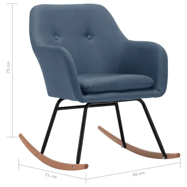 Sinine polsterdatud kiiktool kangast, metallraamiga ja pöökpuust jalgadega, 60 x 71 x 79 cm – 8