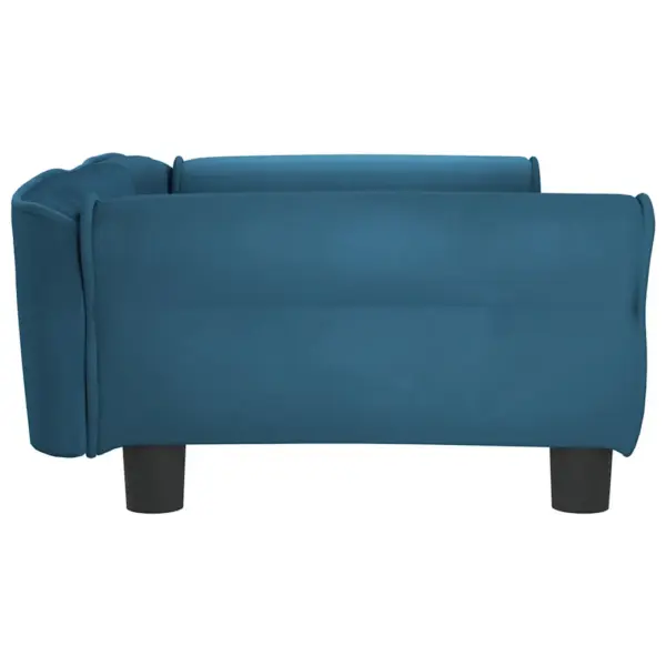 Sinine sametist koeradiivan väikestele koertele, männipuidust raamiga, 95 x 55 x 30 cm – 4
