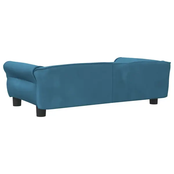 Sinine sametist koeradiivan väikestele koertele, männipuidust raamiga, 95 x 55 x 30 cm – 5