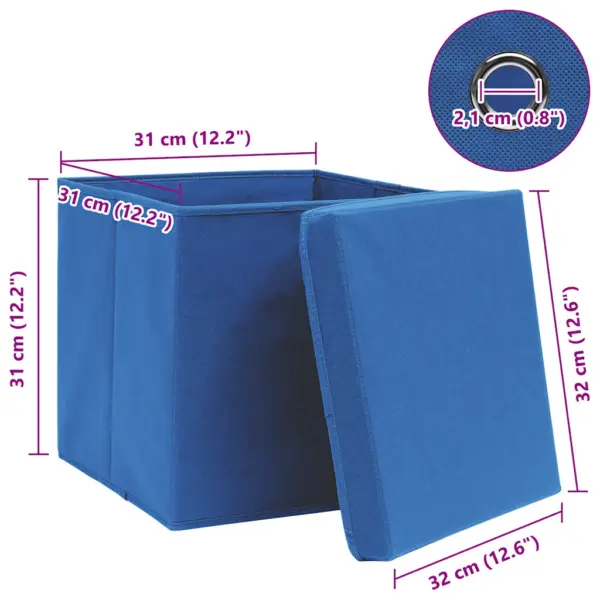 Kokkupandavad hoiukastid kaantega, 10 tk, sinine, 32 x 32 x 32 cm, mittekootud kangas – 6