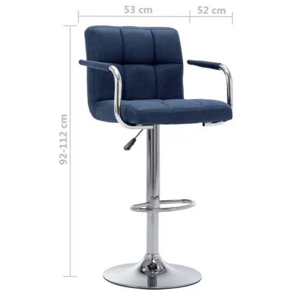 Reguleeritavad sinised baaritoolid kangast polstriga, 2 tk – 8