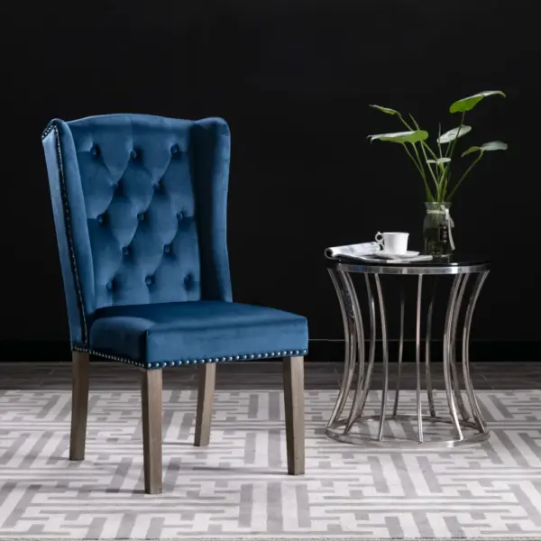 Sametist söögitoolid 2 tk, sinine, kautšukipuu jalad, 55 x 69 x 108,5 cm – 2