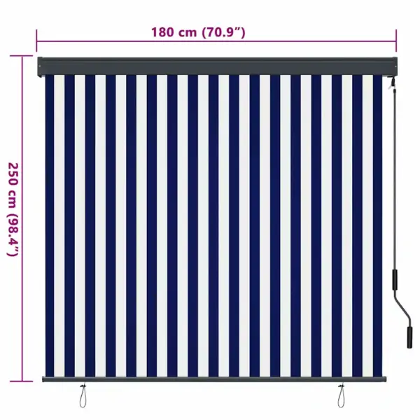 Sinivalge välikardin rulookardin, käsitsi juhitav laekinnitusega, kangas ja alumiinium, 180 x 250 cm – 8