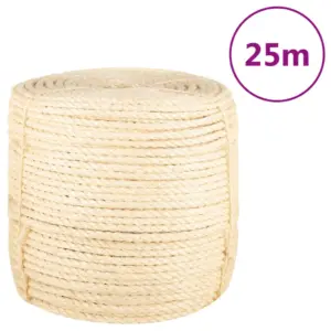 Sisalnöör 8 mm, 25 m rull, 100% sisal, pruun