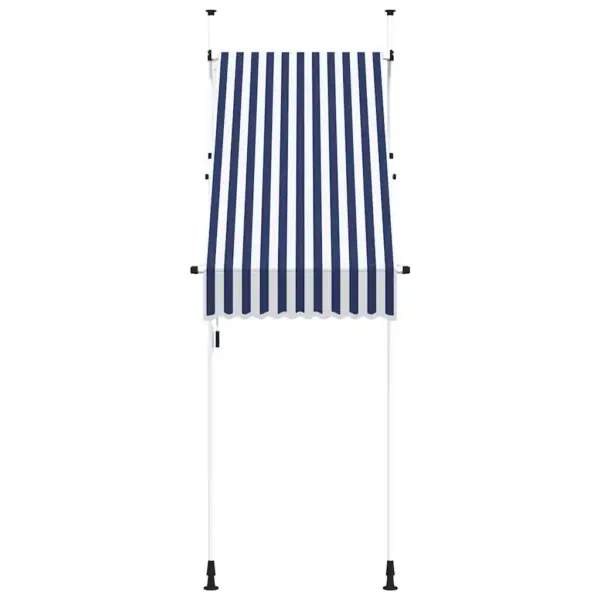 Sissetõmmatav akna- ja rõduvarikatus vändaga, sinivalge triibuline, laius 100 cm – 3